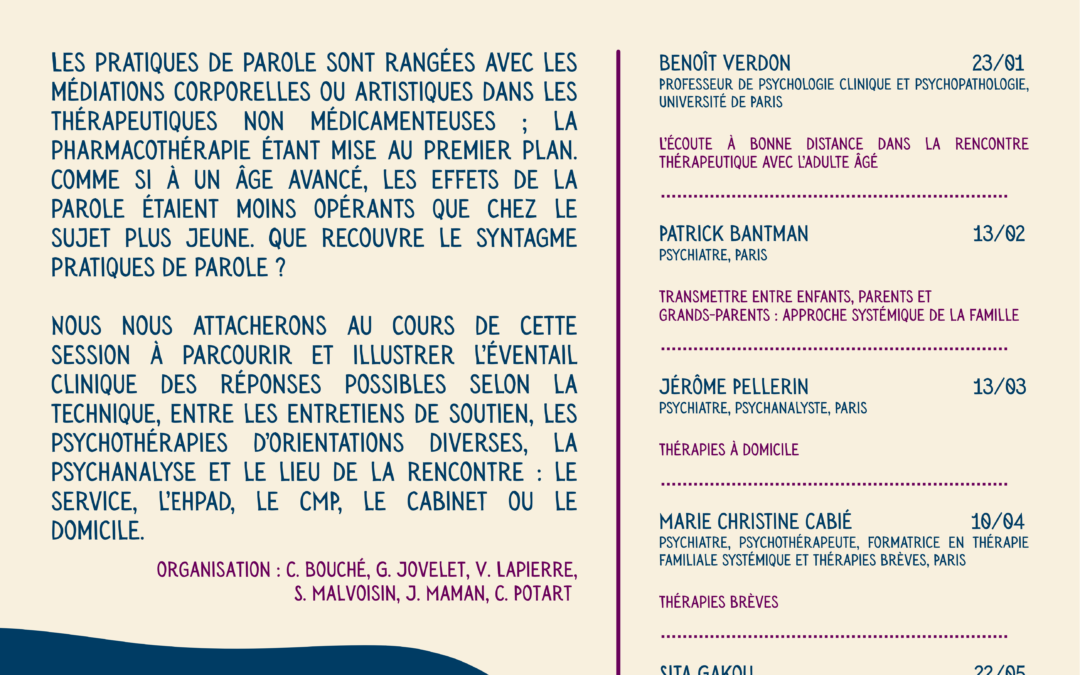 Découvrez le cycle 2026 du séminaire de psychiatrie du sujet âgé
